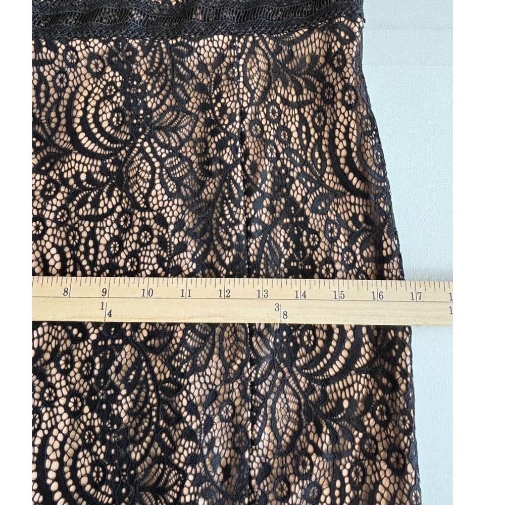 Rachel Rachel Roy Black Lace Cold Shoulder Midi Sheath Dress Tan Lining Size 10 - Picture 10 of 12